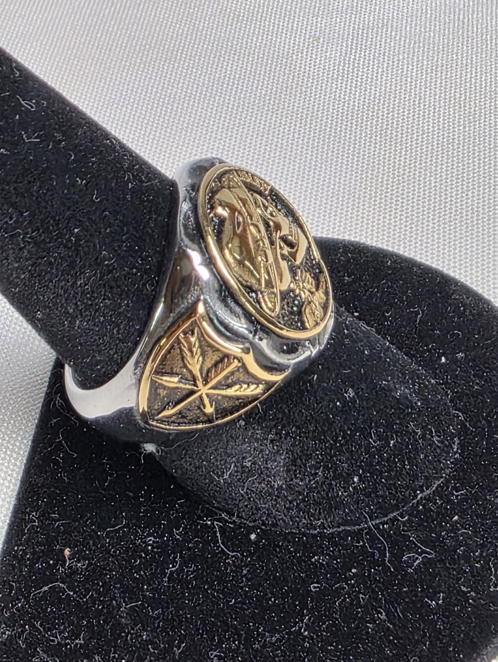 Skull Biker Ring Mixed Metal Stainless Men's Size 9 - Picture 4 of 6